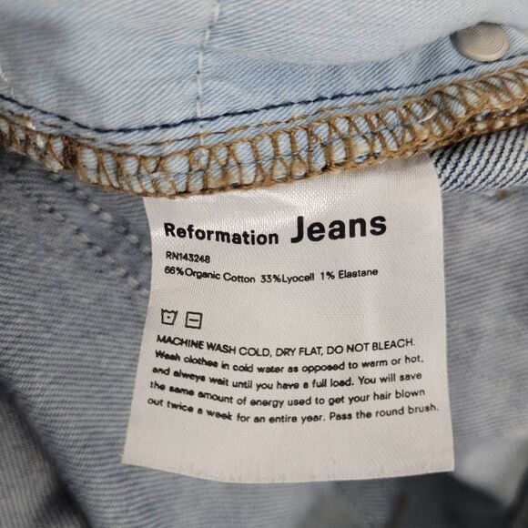 Reformation Liza High Straight Jeans Sz 31 Laguna Blue Organic Cotton Casual - Picture 5 of 9
